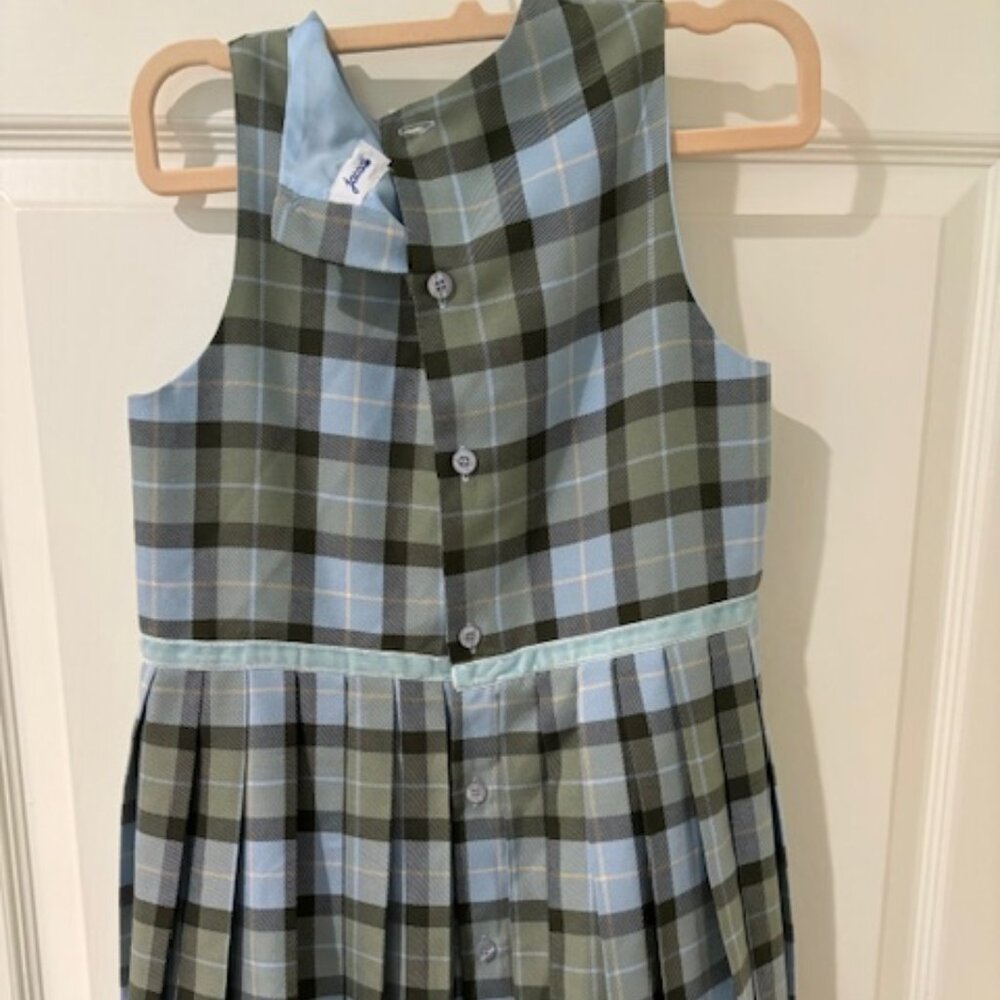 Jacadi Girls Green/Blue plaid Jumper Dress - Picture 5 of 9